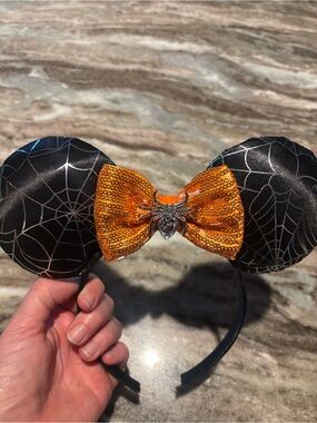 Halloween Minnie Ears with Orange Sequin Bow